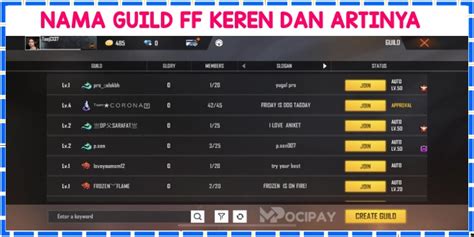 nama guild ff keren dan logo Voucher GoPay untuk hobi bagi pulsa dengan demikian pejuang push ranking tenang tidak jitter kemudian tunggu cemas kehabisan item puas image 1